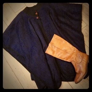 Vintage poncho black and blue one size fits most